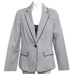 Jones New York The Julia Jacket Blue Pinstripes Stretch New Size 10